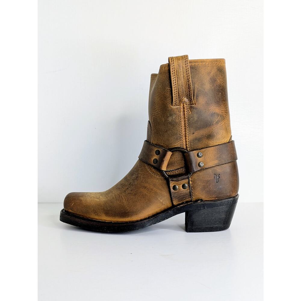 Frye Harness 8R Boots 6.5 Dark Brown Leather Ankle NWT Box 77455 Cognac DBN VGC - Picture 9 of 14